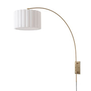 Nova California Scallop 46in 1-Light Wall Sconce | Mid-Century Weathered Brass and White Linen | Living Room & Bedroom | Model 2111803WB