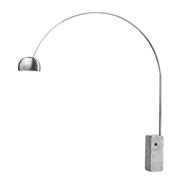 Nova California Iconic 95in 1-Light Arc LED Floor Lamp | Mid-Century Modern Satin Nickel and White Marble Base | Living Room & | Model 2111805SN