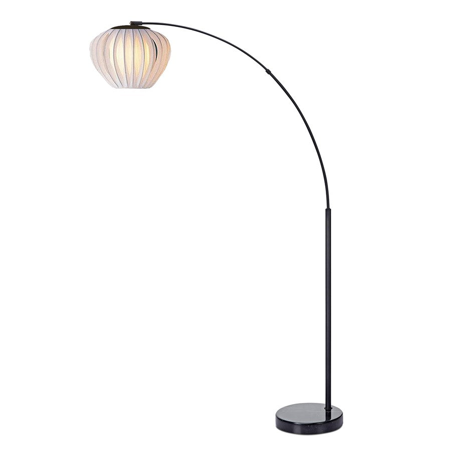 Nova of California Bloom 1 Light Arc Floor Lamp, Black Nickel/White - 2112806BN