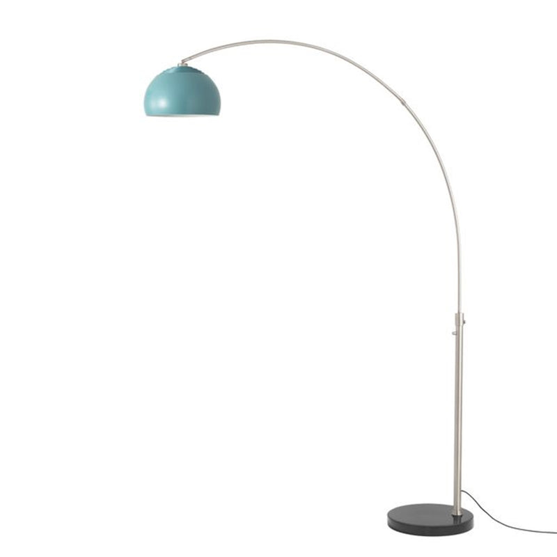 Nova California Float Half Dome 92in 1-Light Arc Lamp | Modern Satin Nickel and Pool Blue Steel Shade | Living Room & Home Office | Model 2113819BL