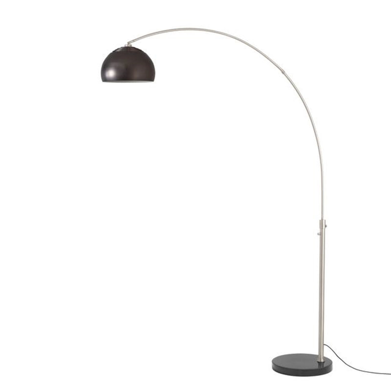 Nova California Float Half Dome 92in 1-Light Arc Lamp | Modern Satin Nickel and Black Nickel Steel Shade | Living Room & Home | Model 2113819BN