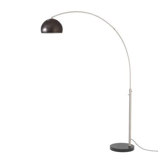 Nova California Float Half Dome 92in 1-Light Arc Lamp | Modern Satin Nickel and Black Nickel Steel Shade | Living Room & Home | Model 2113819BN
