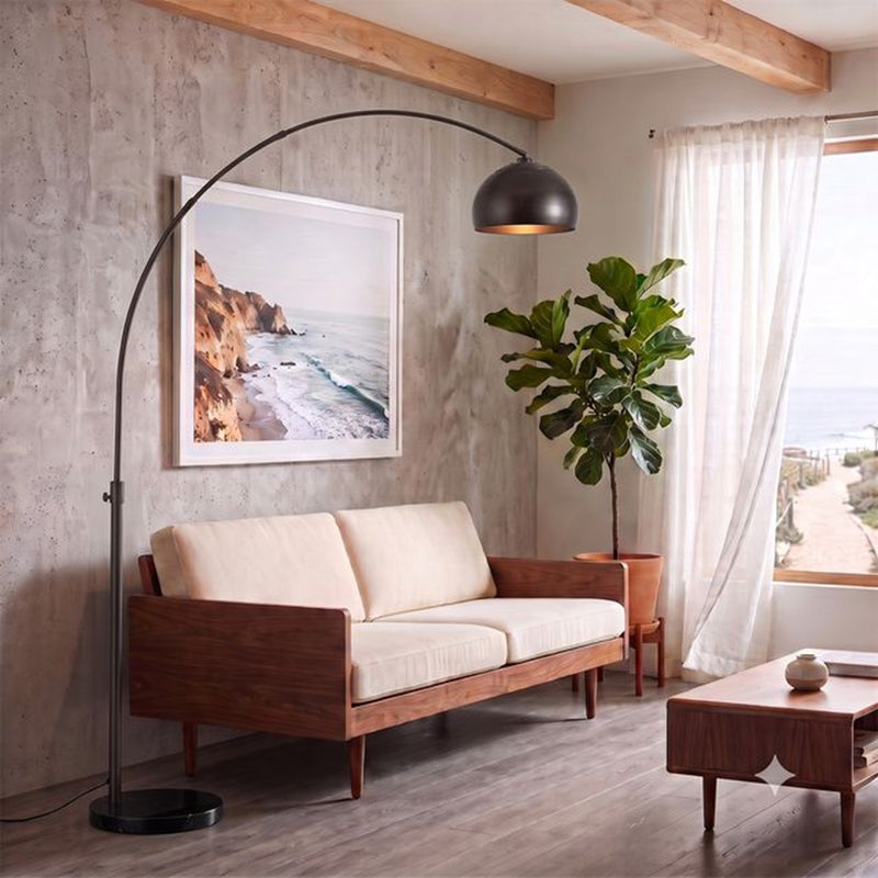 Nova California Float Half Dome 92in 1-Light Arc Lamp | Modern Black Nickel Steel | Living Room & Home Office | 68 x 18 x 92 in | Model 2113820BN