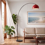 Nova California Float Half Dome 92in 1-Light Arc Lamp | Industrial Crimson Red Steel and Black Nickel | Living Room & Reading Nook | Model 2113820CR