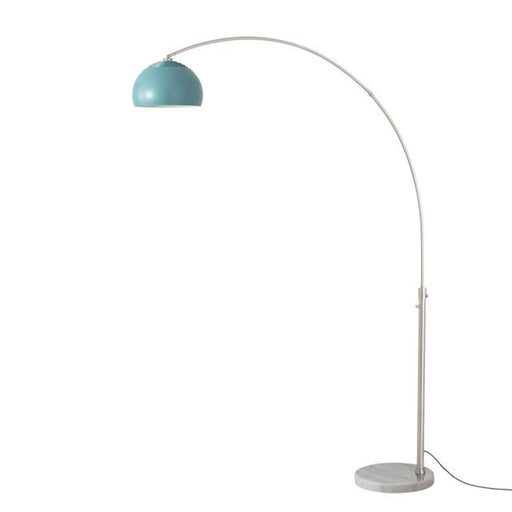 Nova California Float Half Dome 92in 1-Light Arc Lamp | Modern Pool Blue Steel and White Marble | Living Room & Home Office | Model 2113822BL