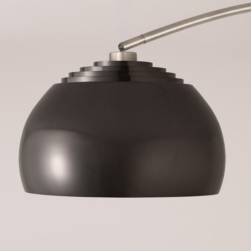 Nova California Float Half Dome 92in 1-Light Arc Lamp | Modern Black Nickel Steel and White Marble | Living Room & Home Office | Model 2113822BN