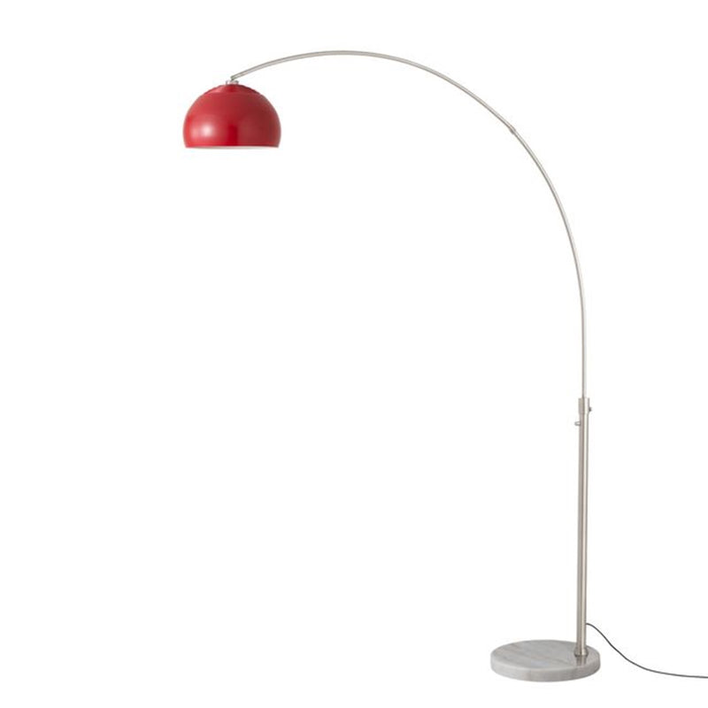 Nova California Float Half Dome 92in 1-Light Arc Lamp | Industrial Crimson Red Steel Shade and Satin Nickel Steel Body | Living | Model 2113822CR