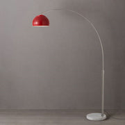 Nova California Float Half Dome 92in 1-Light Arc Lamp | Industrial Crimson Red Steel Shade and Satin Nickel Steel Body | Living | Model 2113822CR