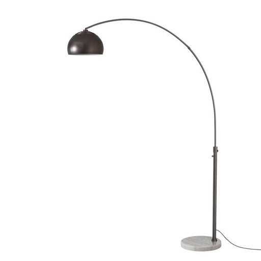 Nova California Float Half Dome 92in 1-Light Arc Lamp | Modern Black Nickel Steel and White Marble Base | Living Room & Reading | Model 2113823BN