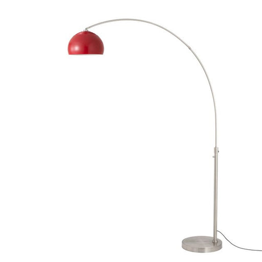 Nova California Float Half Dome 92in 1-Light Arc Lamp | Modern Satin Nickel and Crimson Red Steel Shade | Living Room & Home Office | Model 2113825CR