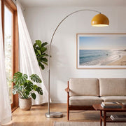 Nova California Float Half Dome 92in 1-Light Arc Lamp | Modern Mustard Steel Shade | Living Room & Reading Nook | 68 x 18 x 92 in | Model 2113825MU