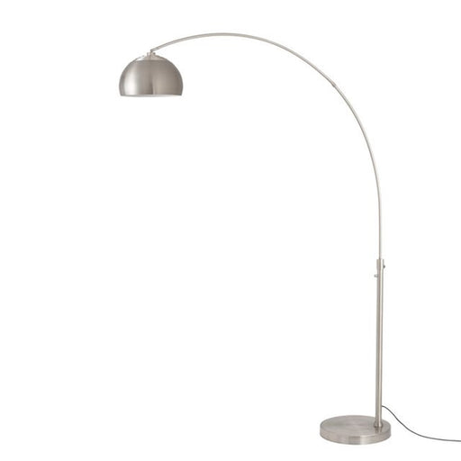 Nova California Float Half Dome 92in 1-Light Arc Lamp | Modern Satin Nickel Steel Shade | Living Room & Reading Nook | Model 2113825SN