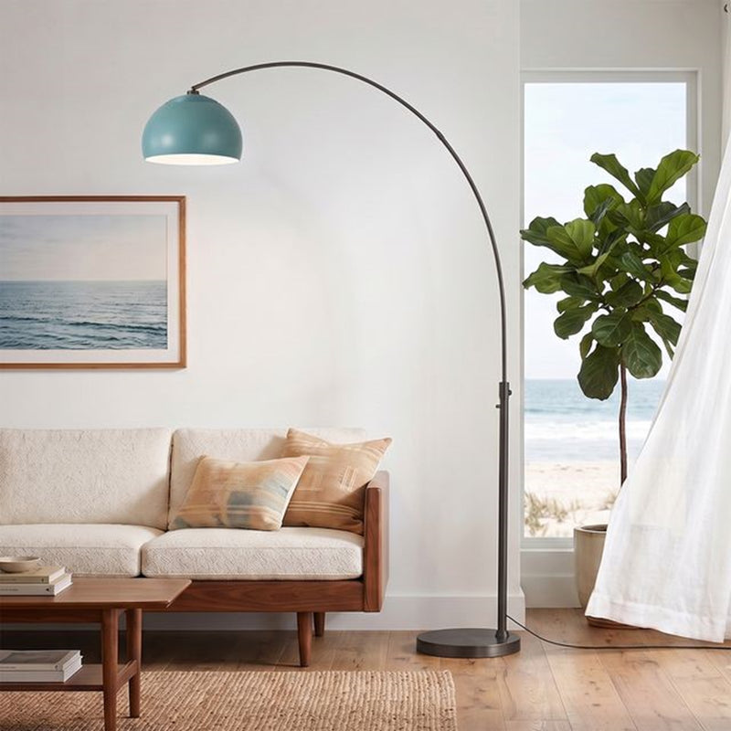 Nova California Float Half Dome 92in 1-Light Arc Lamp | Modern Pool Blue Steel Shade | Living Room & Reading Nook | 1500 Lumens | Model 2113826BL