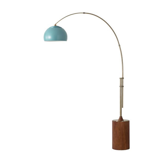 Nova California Tambo Half-Dome 68in 1-Light Arc Floor Lamp | Mid-Century Weathered Brass and Pool Blue Steel | Living Room & | Model 2113832BL