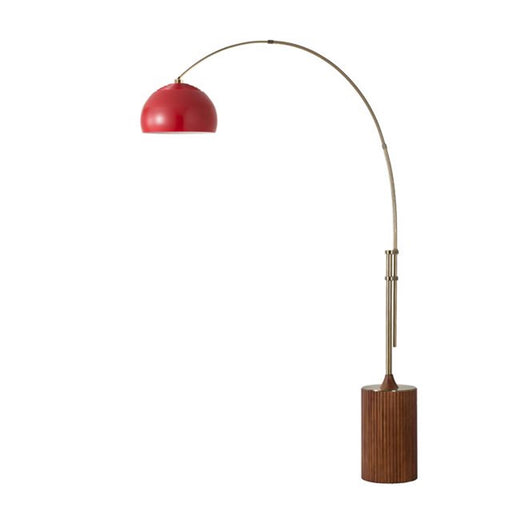 Nova California Tambo Half-Dome 68in 1-Light Arc Floor Lamp | Mid-Century Weathered Brass and Crimson Red Steel | Living Room & | Model 2113832CR