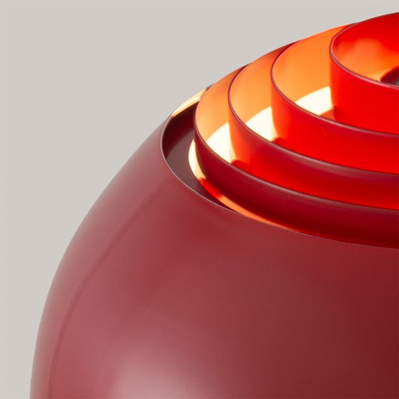 Nova California Tambo Half-Dome 68in 1-Light Arc Floor Lamp | Mid-Century Weathered Brass and Crimson Red Steel | Living Room & | Model 2113832CR