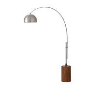 Nova California Tambo Half Dome 92in 1-Light Arc Lamp | Mid-Century Modern Satin Nickel and Dark Walnut | Living Room & Home Office | Model 2113833SN