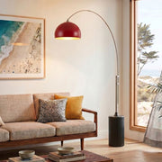 Nova California Tambo 92in 1-Light Arc Lamp | Mid-Century Crimson Red Steel and Satin Nickel | Living Room & Home Office | Model 2113834CR