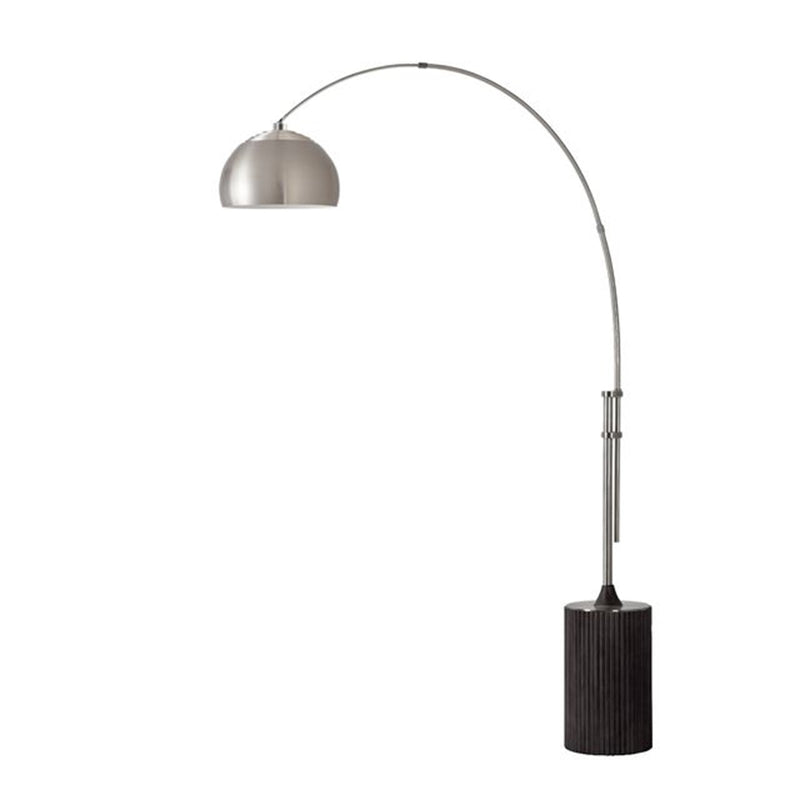 Nova California Tambo Half-Dome 92in 1-Light Arc Lamp | Modern Satin Nickel and Black Oak | Living Room & Home Office | Model 2113834SN