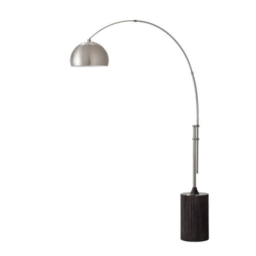 Nova California Tambo Half-Dome 92in 1-Light Arc Lamp | Modern Satin Nickel and Black Oak | Living Room & Home Office | Model 2113834SN