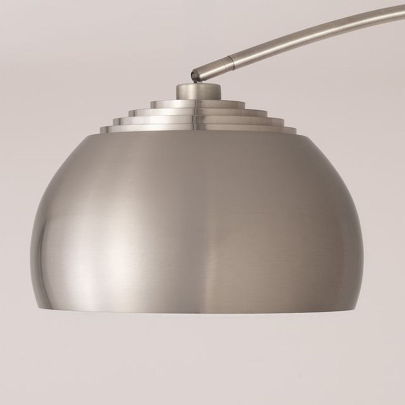 Nova California Tambo Half-Dome 92in 1-Light Arc Lamp | Modern Satin Nickel and Black Oak | Living Room & Home Office | Model 2113834SN
