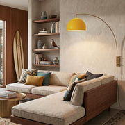 Nova California Half Dome 13in 1-Light Wall Sconce | Mid-Century Satin Nickel and Mustard Steel | Living Room & Bedroom | Model 2113836MU