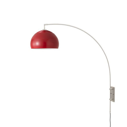 Nova California Half Dome 18in 1-Light Wall Sconce | Modern Satin Nickel with Crimson Red Steel Shade | Living Room & Bedroom | Model 2113837CR