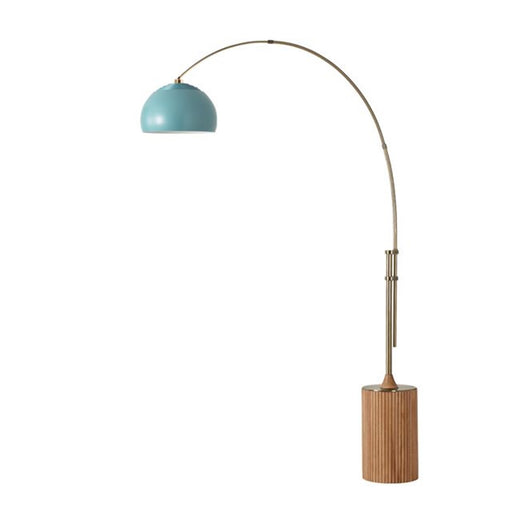 Nova California Tambo Half-Dome 92in 1-Light Arc Lamp | Mid-Century Modern Weathered Brass and Pool Blue Steel | Living Room & | Model 2113839BL