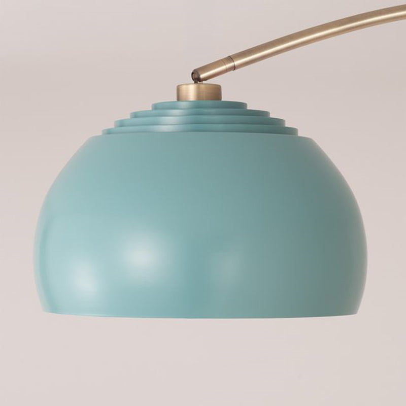 Nova California Tambo Half-Dome 92in 1-Light Arc Lamp | Mid-Century Modern Weathered Brass and Pool Blue Steel | Living Room & | Model 2113839BL