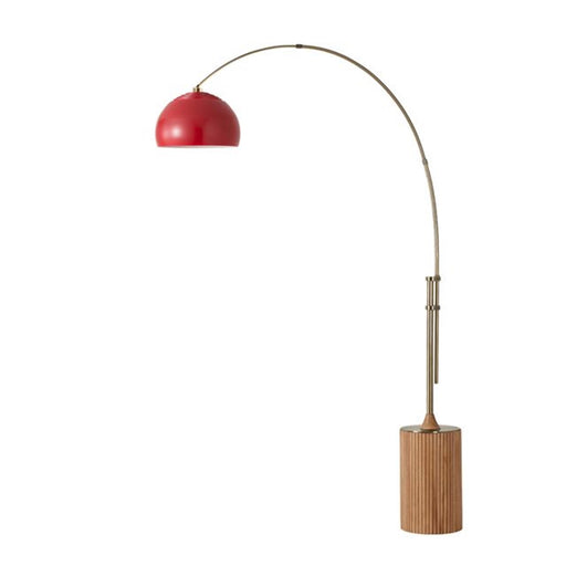 Nova California Tambo Half-Dome 92in 1-Light Arc Lamp | Mid-Century Modern Weathered Brass and Crimson Red Steel | Living Room & | Model 2113839CR
