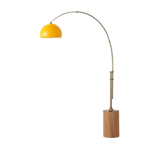 Nova California Tambo Half-Dome 92in 1-Light Arc Lamp | Mid-Century Modern Weathered Brass and Mustard Steel | Living Room & | Model 2113839MU