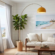 Nova California Tambo Half-Dome 92in 1-Light Arc Lamp | Mid-Century Modern Weathered Brass and Mustard Steel | Living Room & | Model 2113839MU