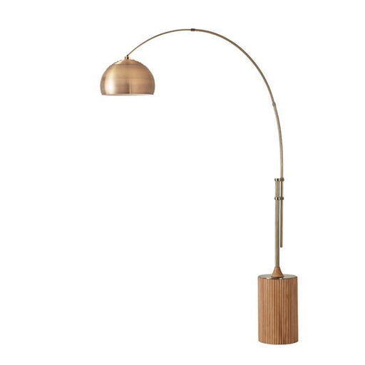 Nova California Tambo Half Dome 92in 1-Light Arc Lamp | Mid-Century Weathered Brass Steel and Natural Ash Wood | Living Room & | Model 2113839WB