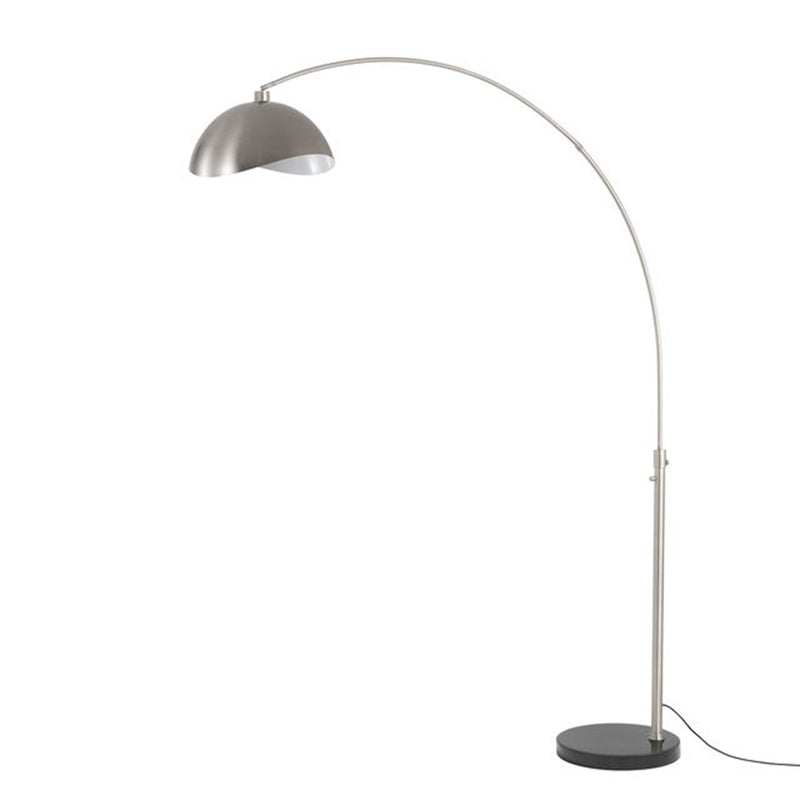 Nova California Float Luna Bella 92in 1-Light Arc Lamp | Modern Satin Nickel and White Metal Shade | Living Room & Reading | Model 2114819SN