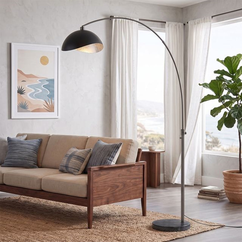 Nova California Float Luna Bella 92in 1-Light Arc Lamp | Modern Matte Black/Silver Steel and Black Nickel | Living Room & Reading | Model 2114820MS