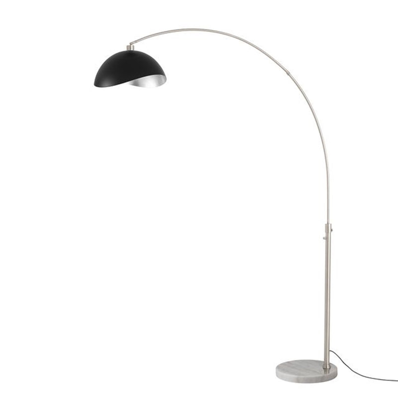 Nova California Float Luna Bella 92in 1-Light Arc Lamp | Modern Matte Black/Silver Steel Shade and Satin Nickel Steel Body | Living | Model 2114822MS