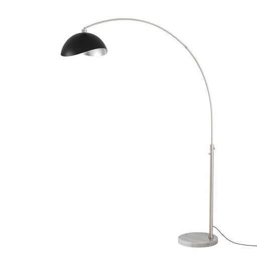 Nova California Float Luna Bella 92in 1-Light Arc Lamp | Modern Matte Black/Silver Steel Shade and Satin Nickel Steel Body | Living | Model 2114822MS