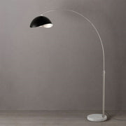 Nova California Float Luna Bella 92in 1-Light Arc Lamp | Modern Matte Black/Silver Steel Shade and Satin Nickel Steel Body | Living | Model 2114822MS