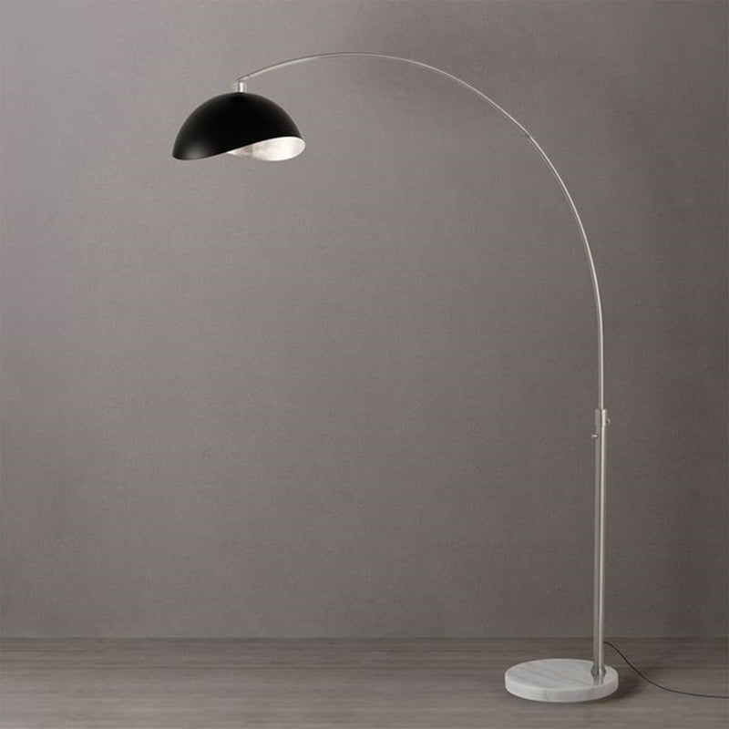 Nova California Float Luna Bella 92in 1-Light Arc Lamp | Modern Matte Black/Silver Steel Shade and Satin Nickel Steel Body | Living | Model 2114822MS