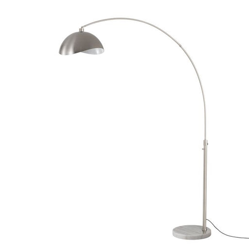 Nova California Float Luna Bella 92in 1-Light Arc Lamp | Modern Satin Nickel/White Steel Shade and Satin Nickel Steel Body | Living | Model 2114822SN