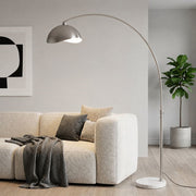Nova California Float Luna Bella 92in 1-Light Arc Lamp | Modern Satin Nickel/White Steel Shade and Satin Nickel Steel Body | Living | Model 2114822SN