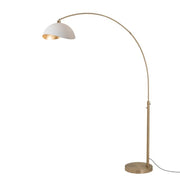 Nova California Float Luna Bella 92in 1-Light Arc Lamp | Modern Weathered Brass and White/Gold Metal Shade | Living Room & Home | Model 2114824WG