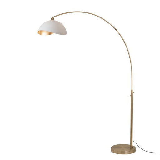 Nova California Float Luna Bella 92in 1-Light Arc Lamp | Modern Weathered Brass and White/Gold Metal Shade | Living Room & Home | Model 2114824WG