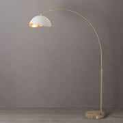 Nova California Float Luna Bella 92in 1-Light Arc Lamp | Modern Weathered Brass and White/Gold Metal Shade | Living Room & Home | Model 2114824WG