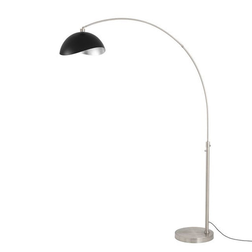 Nova California Float Luna Bella 92in 1-Light Arc Lamp | Modern Satin Nickel and Matte Black/Silver Steel Shade | Living Room & | Model 2114825MS