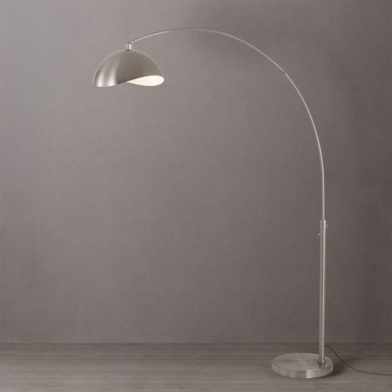 Nova California Float Luna Bella 92in 1-Light Arc Lamp | Modern Satin Nickel and White Steel Shade | Living Room & Home Office | Model 2114825SN