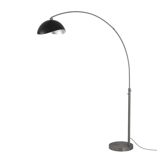 Nova California Float Luna Bella 92in 1-Light Arc Lamp | Industrial Matte Black and Silver Steel Shade | Living Room & Home Office | Model 2114826MS