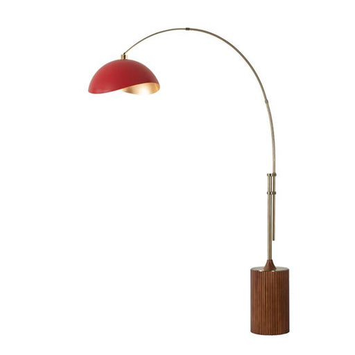 Nova California Tambo Luna Bella 92in 1-Light Arc Lamp | Mid-Century Modern Weathered Brass and Matte Red/Gold Steel Shade | Living | Model 2114832RG