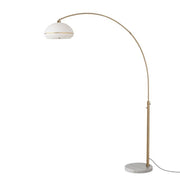 Nova California Tambo Morelli 92in 1-Light Arc Lamp | Modern Weathered Brass Lucite and White Lucite Shade | Living Room & Reading | Model 2115821WB