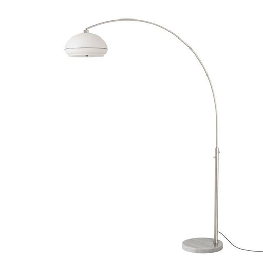 Nova California Simple Morelli 85in 1-Light Arc Lamp | Modern White Lucite Shade and Satin Nickel Steel Body | Living Room & | Model 2115822SN